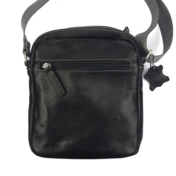 Vīriešu ādas crossbody soma Harvey Miller Polo Club 30327, melna, ar regulējamu siksnu