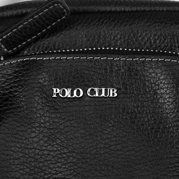 Vīriešu ādas crossbody soma Harvey Miller Polo Club 30327, melna, ar regulējamu siksnu