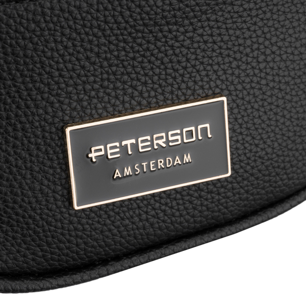 Sieviešu maza „Peterson“ plecu soma no ekoloģiskas ādas, melna D75