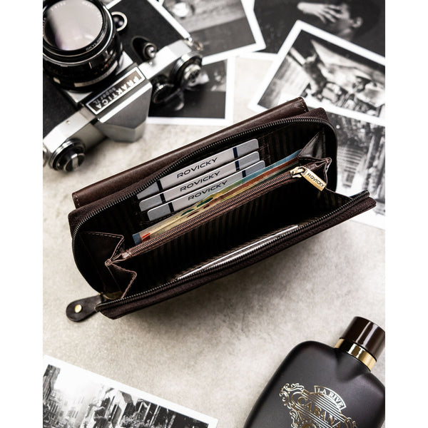 Īstas ādas vīriešu maks Rovicky, brūns