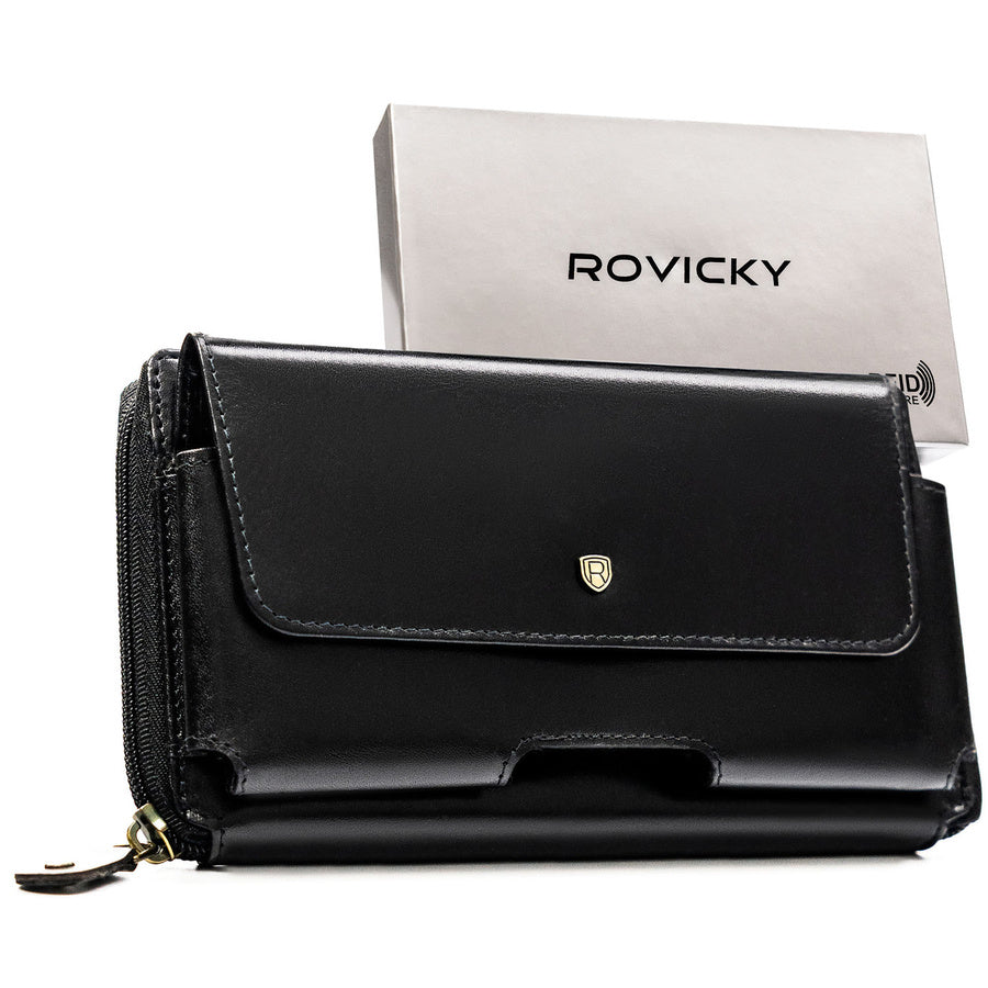 Īstas ādas vīriešu maks Rovicky, melns