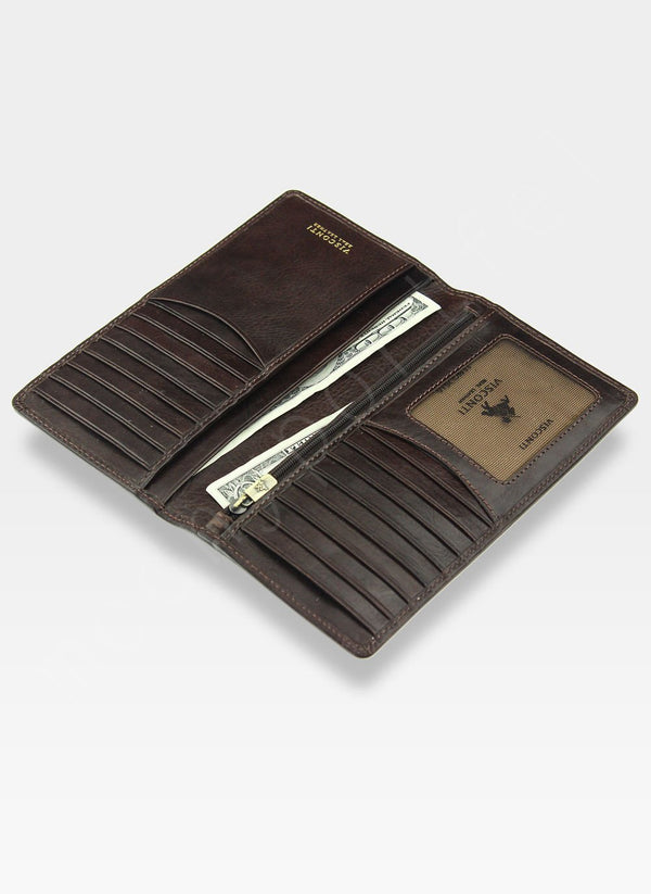 Visconti maka-karšu turētājs no īstas ādas ar RFID aizsardzību, tumši brūns 