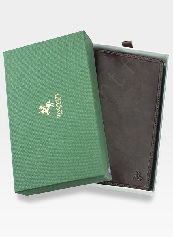 Visconti maka-karšu turētājs no īstas ādas ar RFID aizsardzību, tumši brūns 