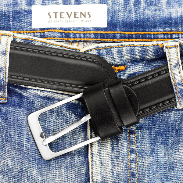 Vīriešu ādas josta STEVENS melna D45