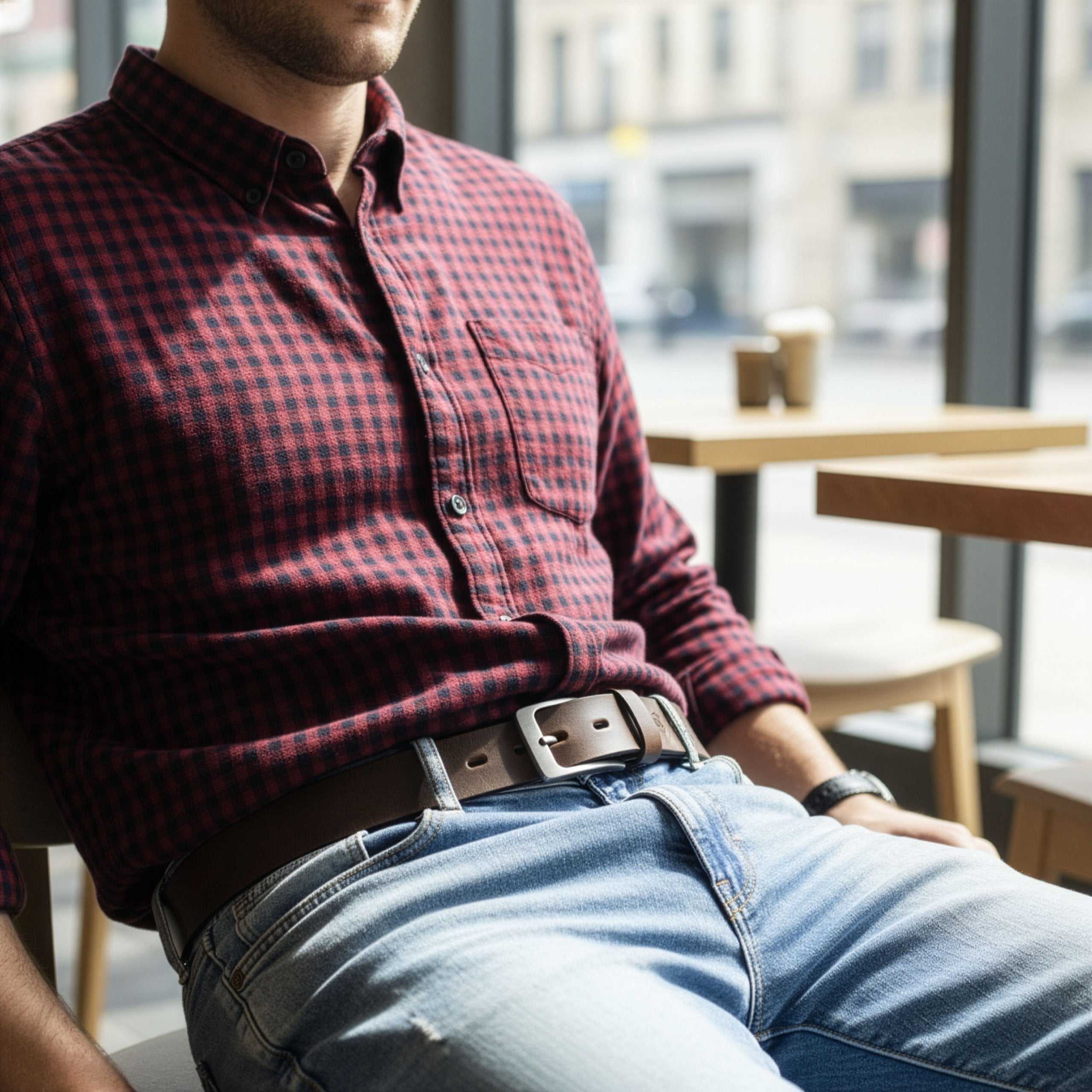 Vīriešu ādas josta STEVENS tumši brūna D41