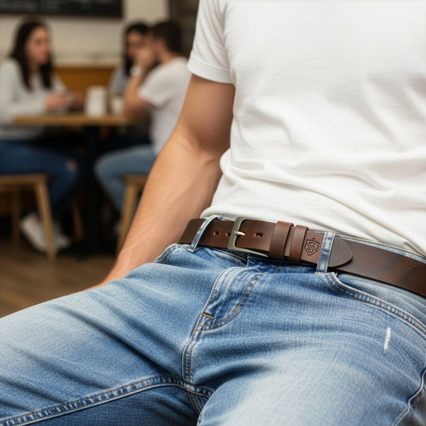 Vīriešu ādas josta STEVENS tumši brūna D41