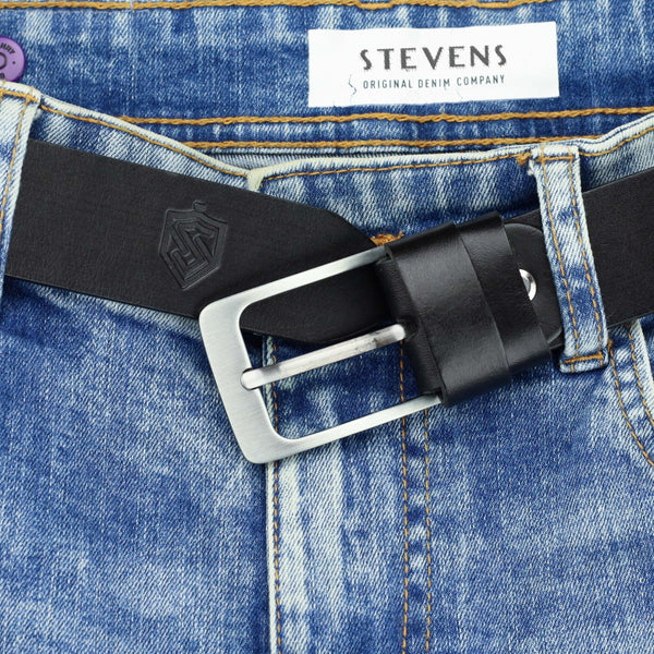 Vīriešu ādas josta STEVENS melna D46