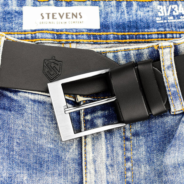Vīriešu ādas josta STEVENS melna D44