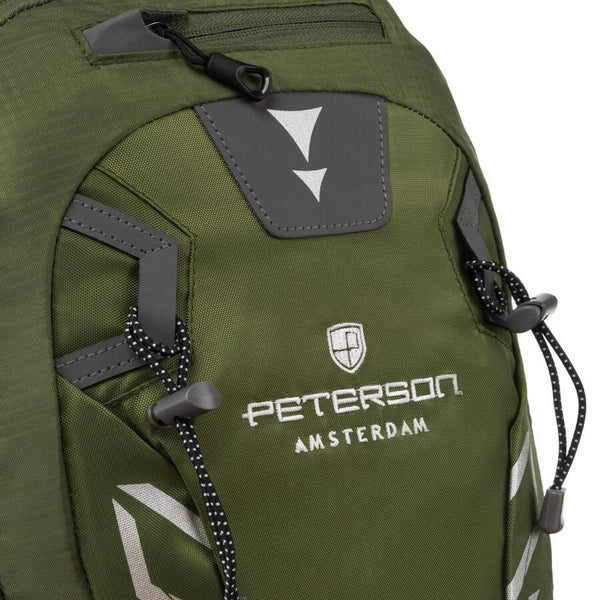 Zaļa Peterson tekstila sporta tūrisma mugursoma ar glābšanas svilpi K10