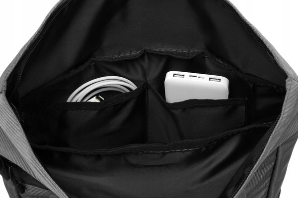 Pelēka tekstila sporta mugursoma „Peterson“ ar ārējo kabatu K14