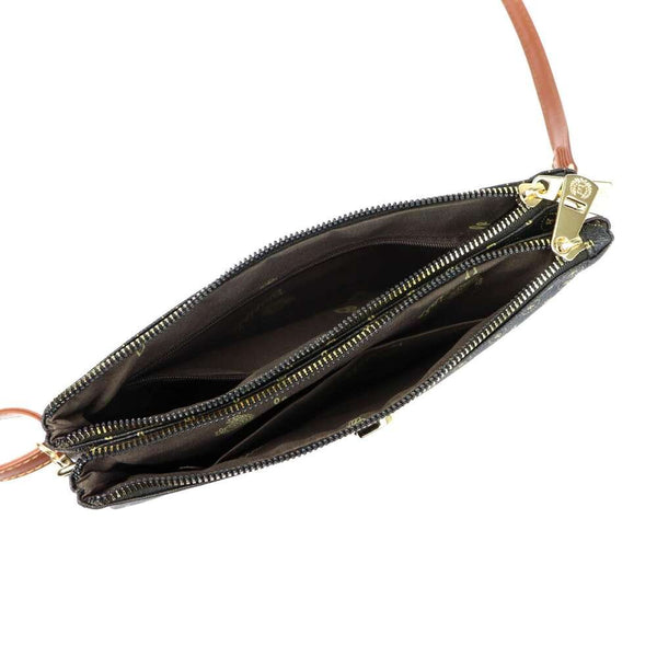 Sieviešu rokassomiņa BRICIOLE 4074, melna, eko āda, ar zeltainas krāsas detaļām