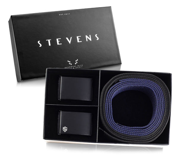 Vīriešu jostu komplekts Stevens, melns un tumši zils