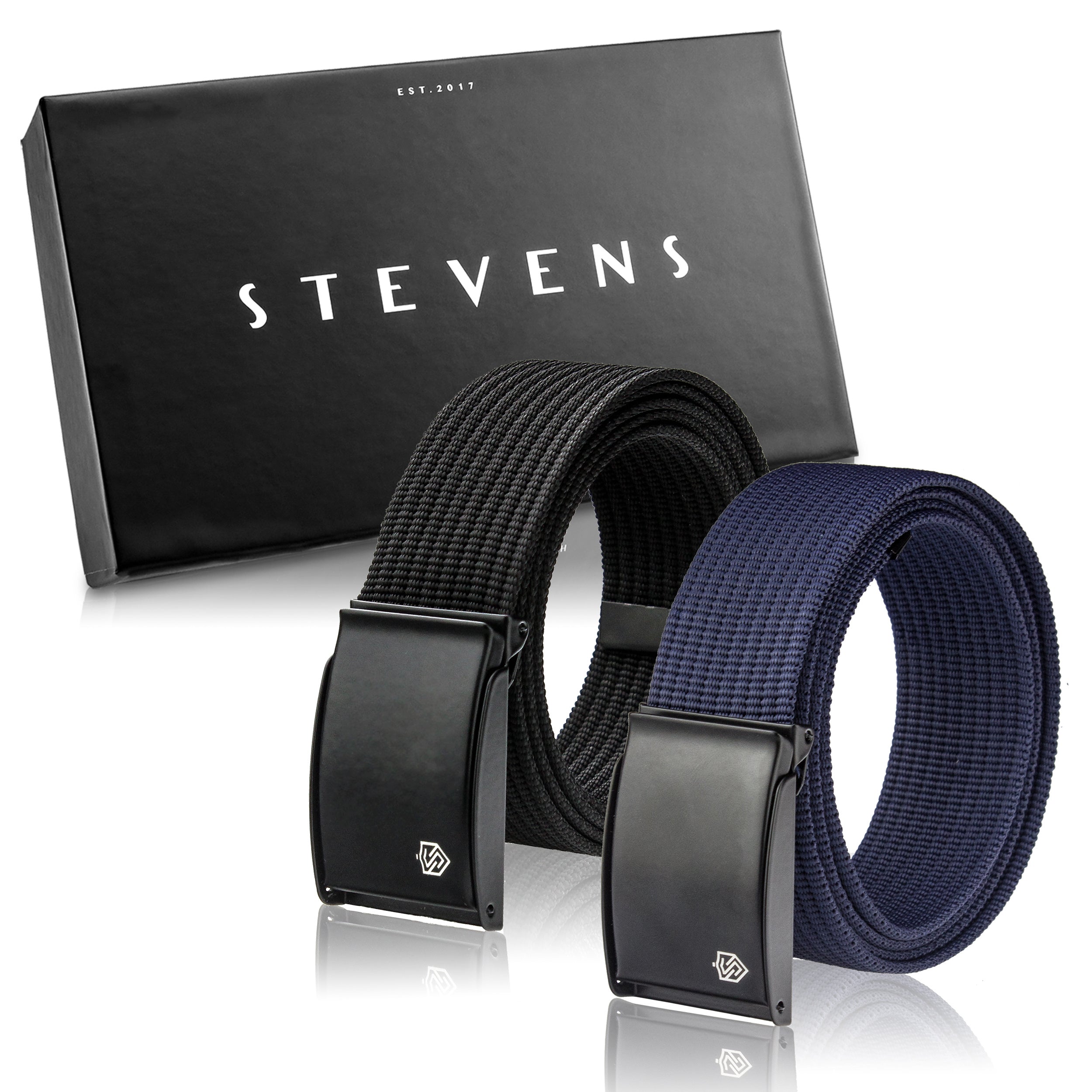 Vīriešu jostu komplekts Stevens, melns un tumši zils