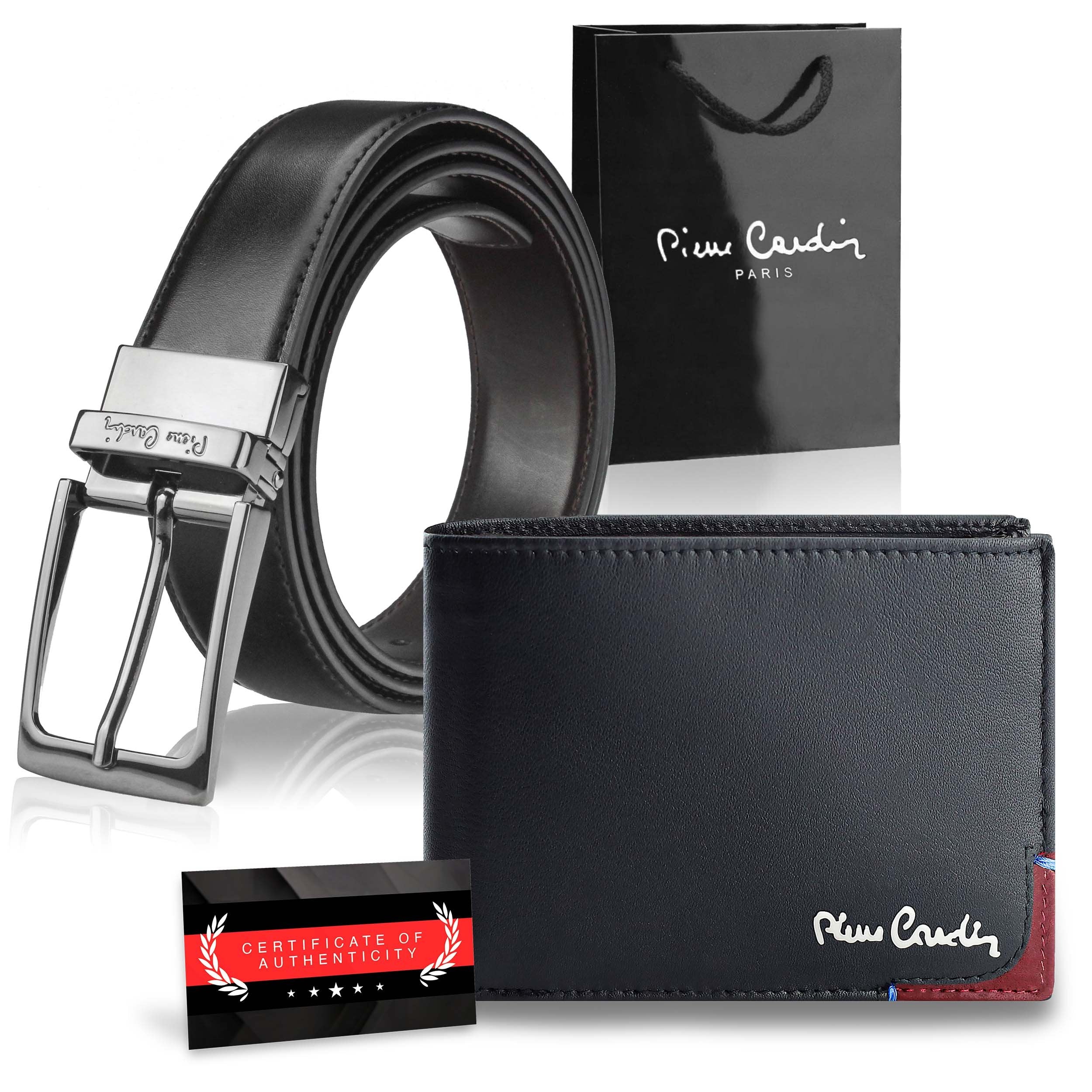 Dāvanu komplekts vīriešiem: Pierre Cardin RFID ādas maks, ādas josta 75TILAK8806 