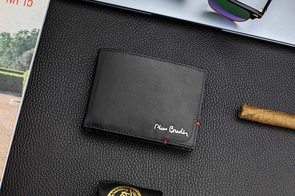 Dāvanu komplekts vīriešiem: Pierre Cardin RFID ādas maks, ādas josta 75TILAK8806BL