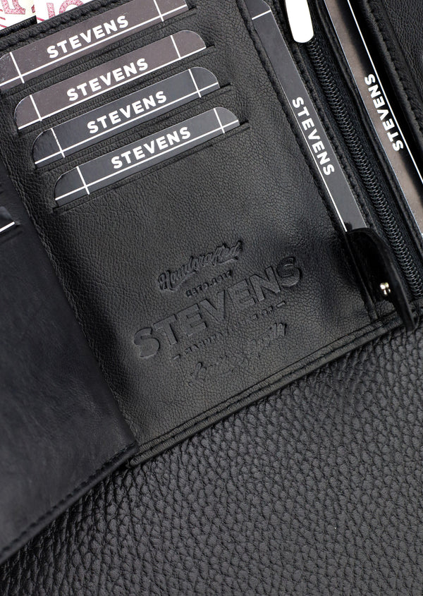 Dāvanu komplekts vīriešiem – STEVENS ādas maks ar RFID aizsardzību, izdzīvošanas karte un dāvanu maisiņš 326A