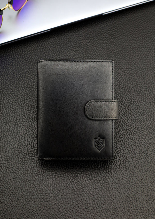 Dāvanu komplekts vīriešiem – STEVENS ādas maks ar RFID aizsardzību, izdzīvošanas karte un dāvanu maisiņš 326A