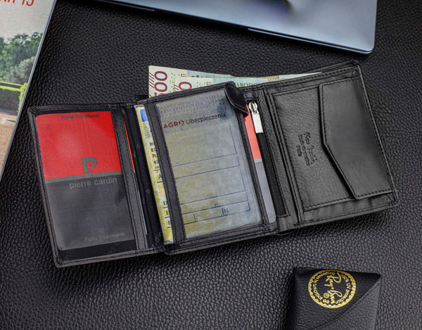 Dāvanu komplekts vīriešiem: Pierre Cardin RFID ādas maks un Stevens josta 623206 