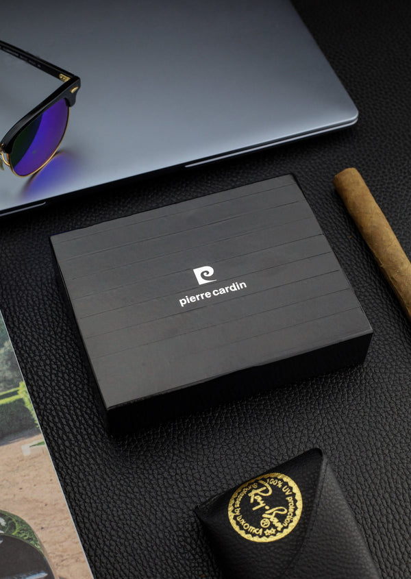 Dāvanu komplekts vīriešiem: Pierre Cardin RFID ādas maks un Stevens josta A6088206 