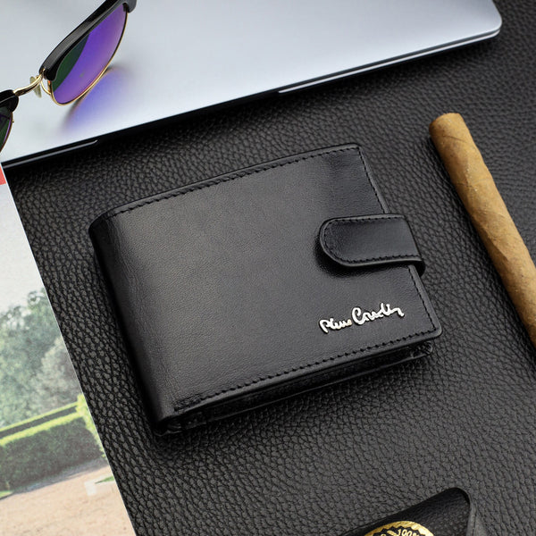 Dāvanu komplekts vīriešiem: Pierre Cardin RFID ādas maks un Stevens josta A6088206 