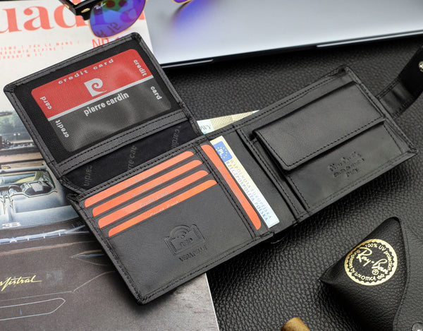 Dāvanu komplekts vīriešiem: Pierre Cardin RFID ādas maks un Stevens josta A6088206 