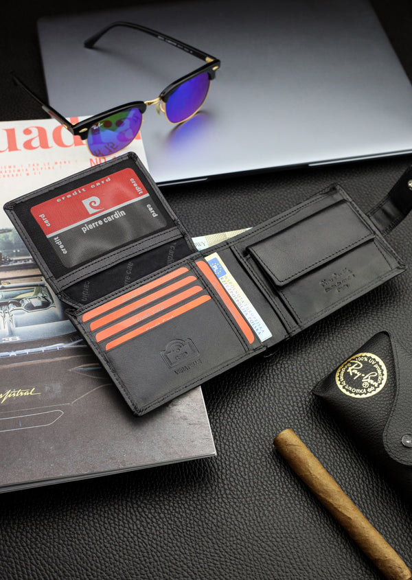 Dāvanu komplekts vīriešiem: Pierre Cardin RFID ādas maks un Stevens josta A6088206 