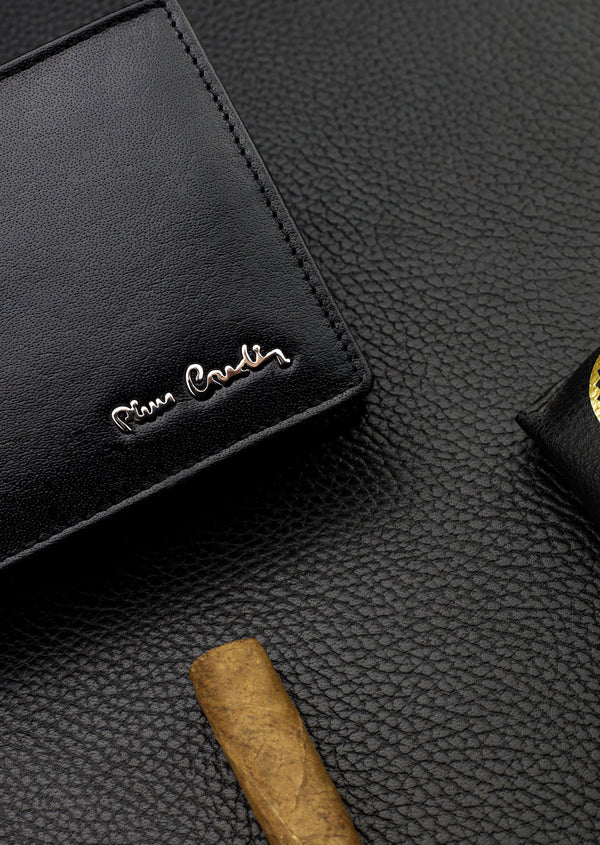 Dāvanu komplekts vīriešiem: Pierre Cardin RFID ādas maks un Stevens josta 6088206 