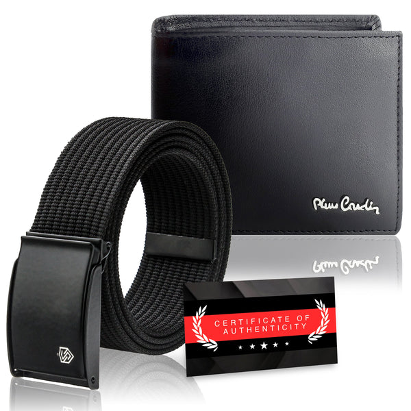 Dāvanu komplekts vīriešiem: Pierre Cardin RFID ādas maks un Stevens josta 5288206 