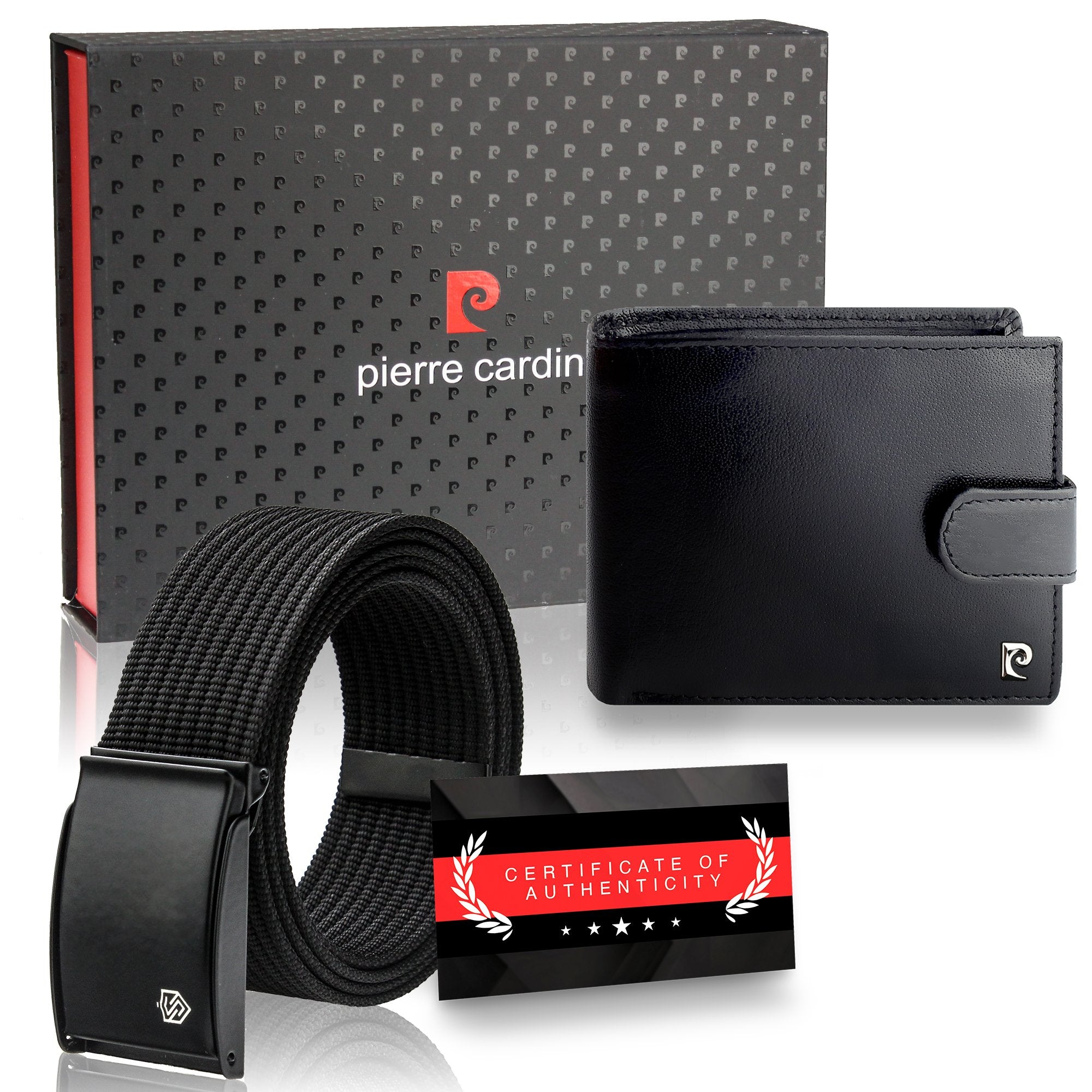 Dāvanu komplekts vīriešiem: Pierre Cardin RFID ādas maks un Stevens josta A323306 