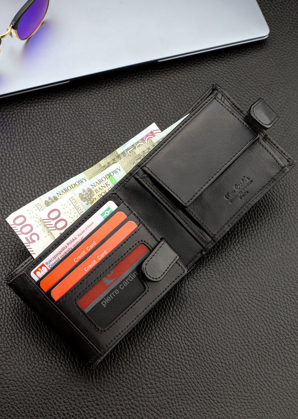Dāvanu komplekts vīriešiem: Pierre Cardin RFID ādas maks un Stevens josta A423206 N523 