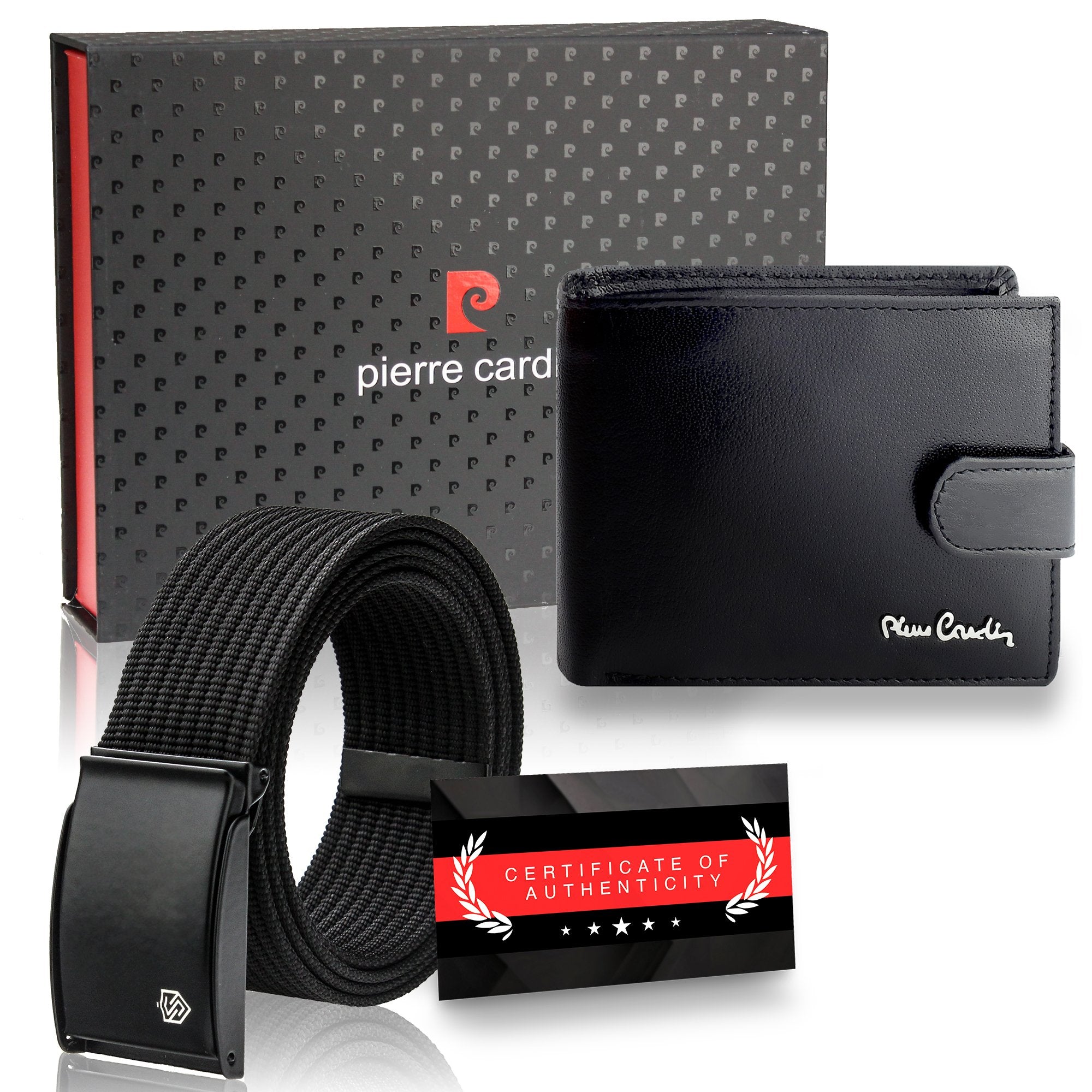 Dāvanu komplekts vīriešiem: Pierre Cardin RFID ādas maks un Stevens josta A6088206 N524 