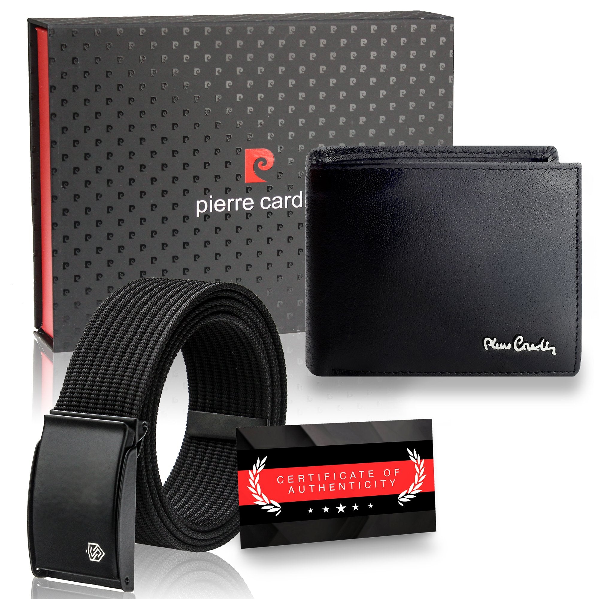Dāvanu komplekts vīriešiem: Pierre Cardin RFID ādas maks un Stevens josta 6088206 N525 