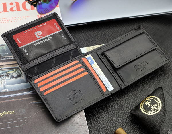 Dāvanu komplekts vīriešiem: Pierre Cardin RFID ādas maks un Stevens josta 6088206 N525 