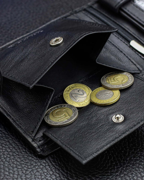 Dāvanu komplekts maks + josta Stevens, melns D190 