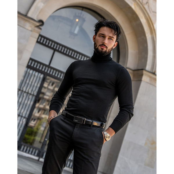 Peterson dovanų rinkinys: juoda vyriška odinė piniginė ir natūralios odos diržas DS58