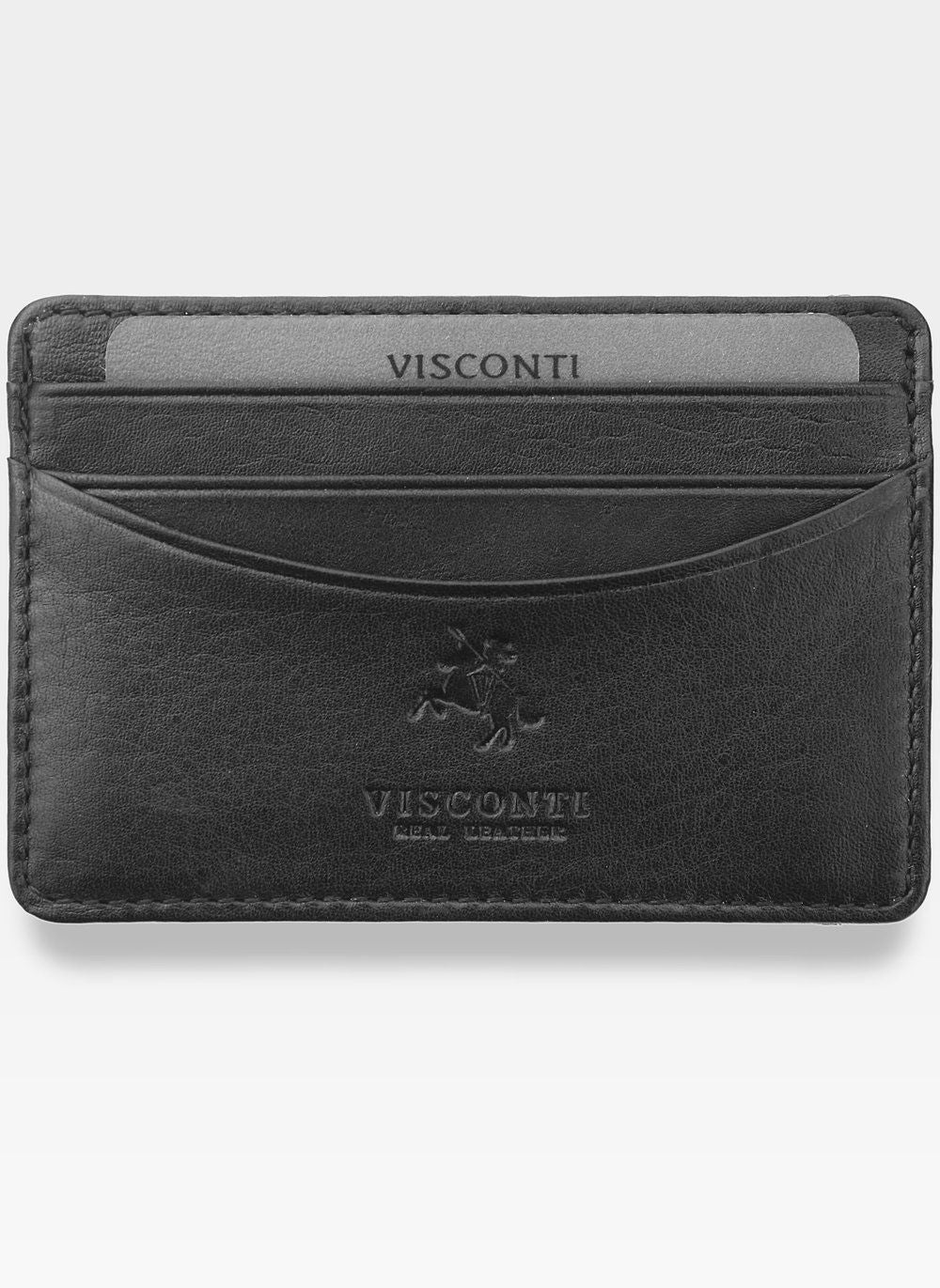 Īstas ādas vīriešu vizītkaršu maciņš Visconti, melns S1032