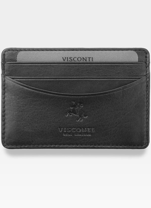 Īstas ādas vīriešu vizītkaršu maciņš Visconti, melns S1032