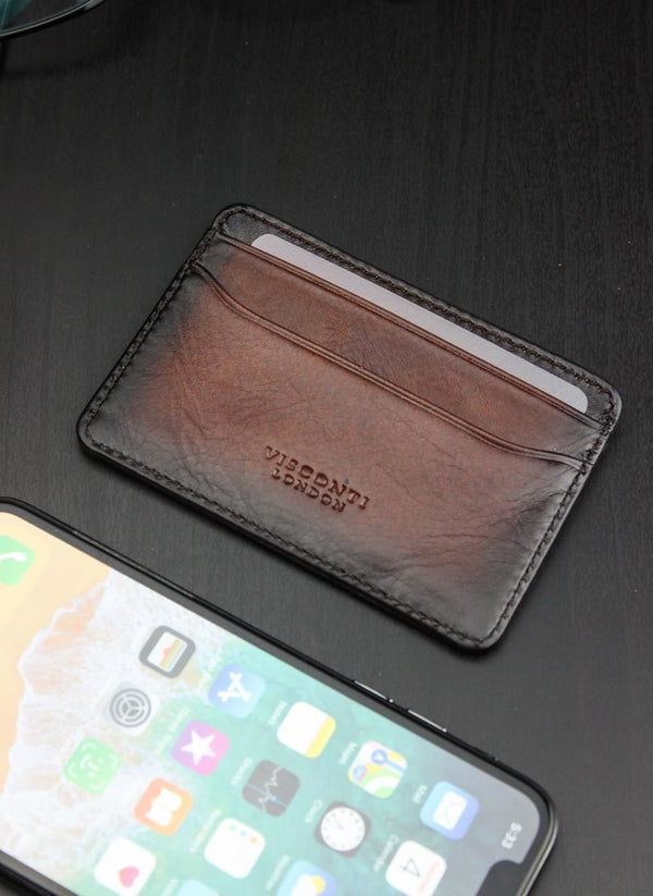 Īstas ādas vīriešu vizītkaršu maciņš Visconti, brūns S1031