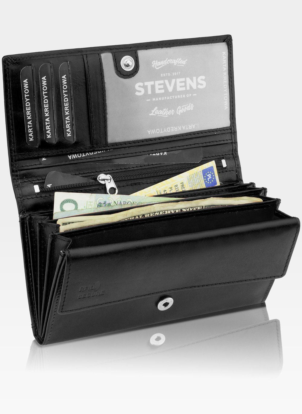 Stevens sieviešu ādas maks Z2, melns D3