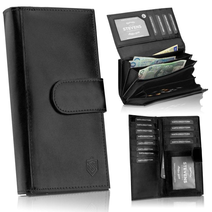 Sieviešu ādas maks Stevens P37B, melns D1905