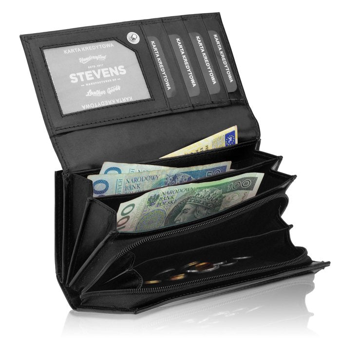 Sieviešu ādas maks Stevens, melns, RFID 210-R