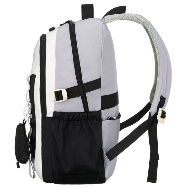 Vidēja izmēra unisex mugursoma Peterson, balta un melna