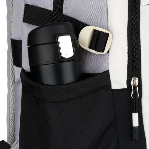 Vidēja izmēra unisex mugursoma Peterson, balta un melna