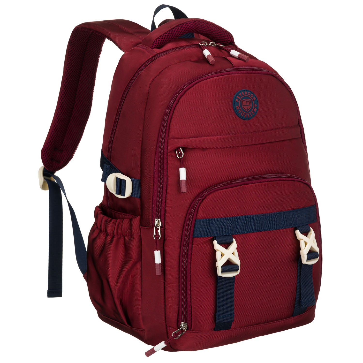 Vidēja izmēra mugursoma unisex Peterson, bordo krāsā