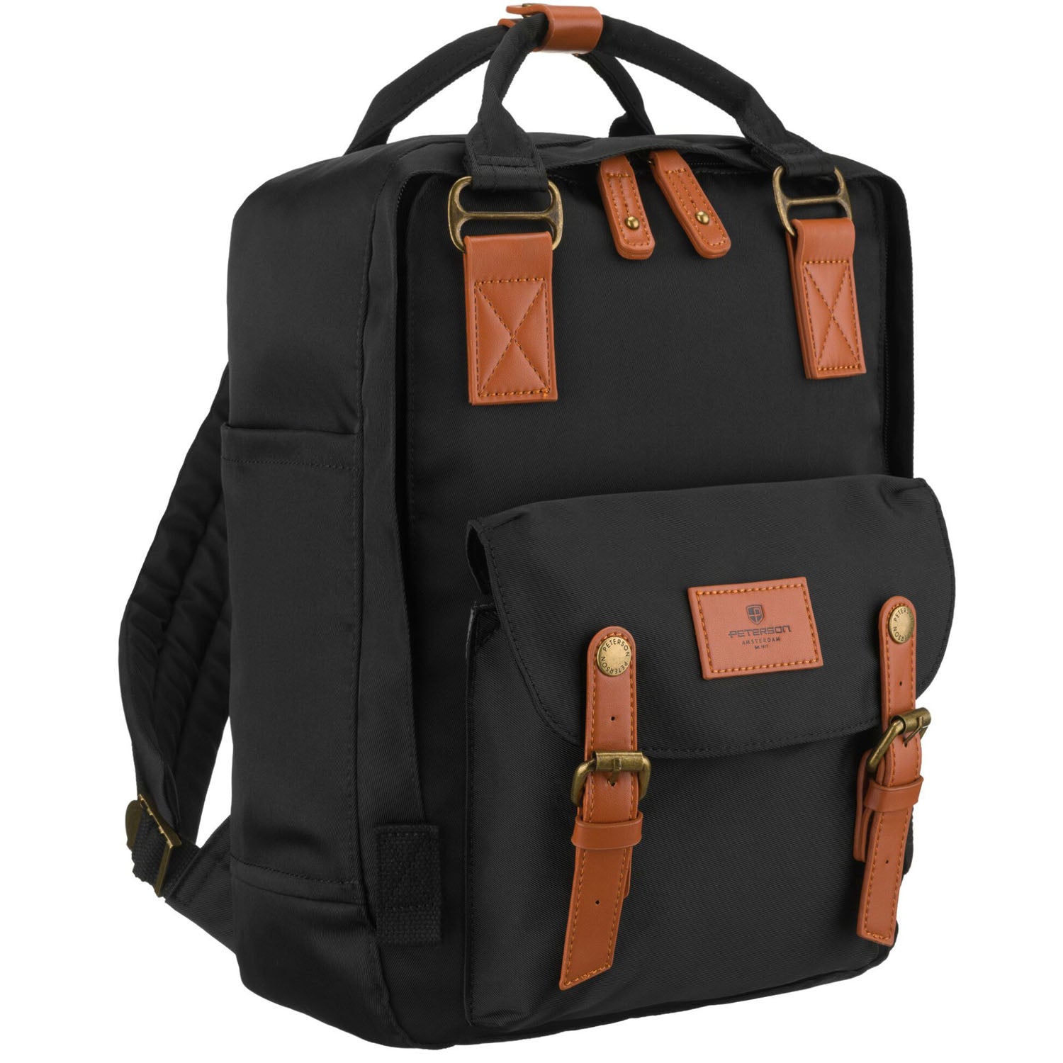 Liela sieviešu mugursoma Peterson, melni brūna K60