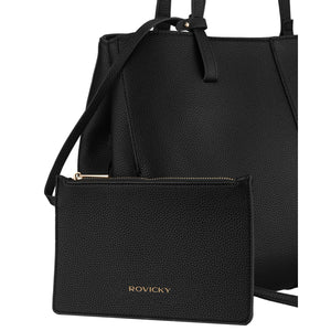 Moteriška juoda eko odos shopper rankinė Rovicky K72