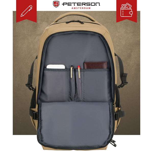 Liela unisex mugursoma Peterson, haki krāsā K22