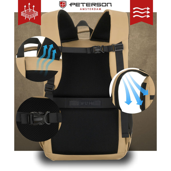Liela unisex mugursoma Peterson, haki krāsā K22