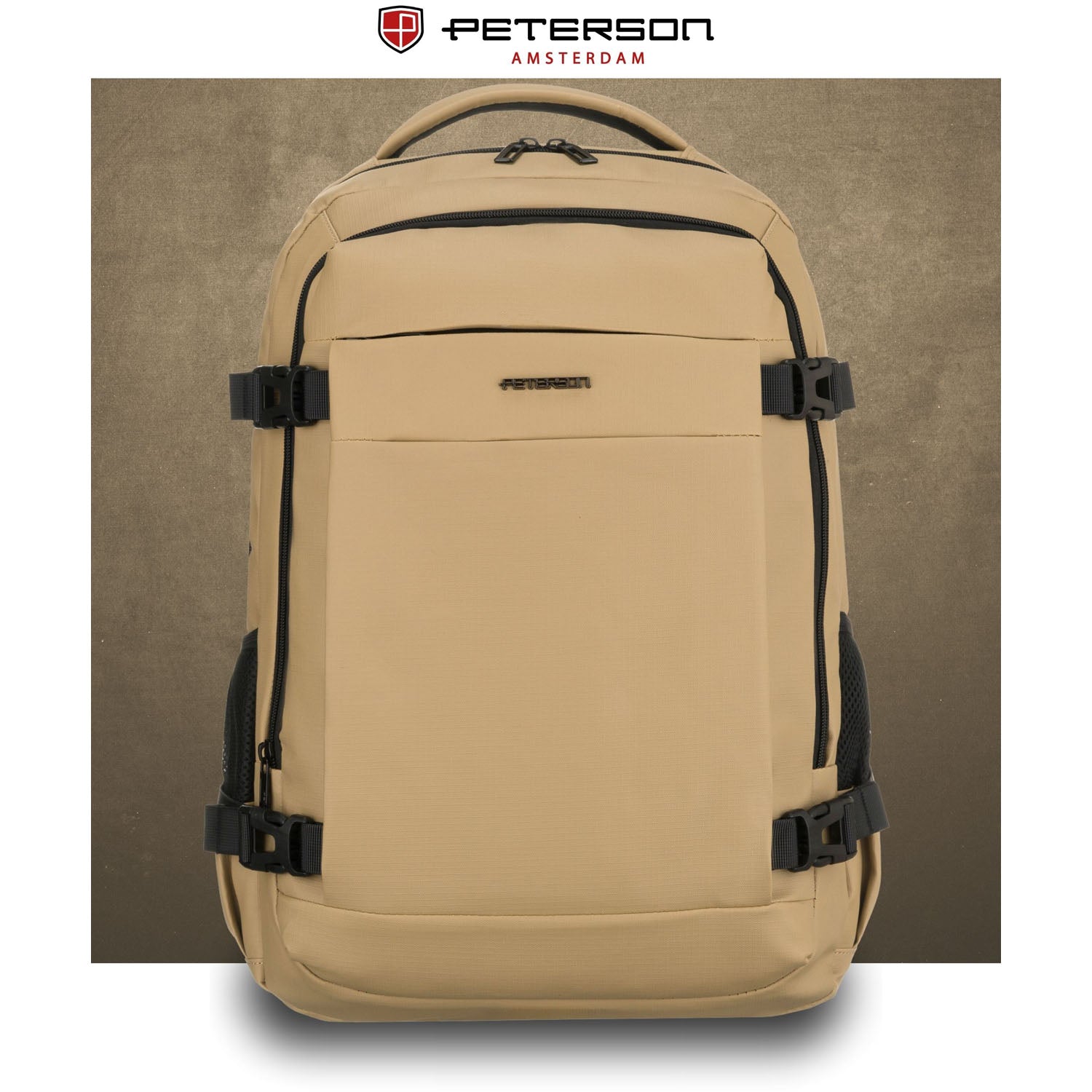 Liela unisex mugursoma Peterson, haki krāsā K22