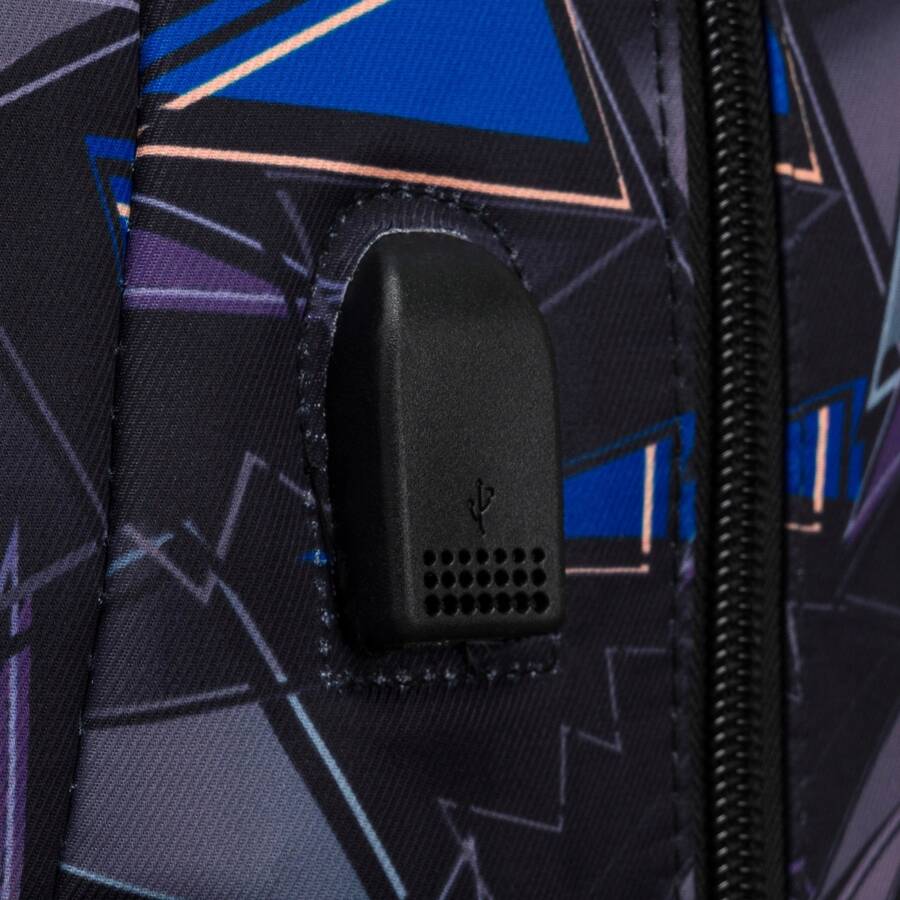 Didelė įvairiaspalvė mokyklinė kuprinė su USB Peterson